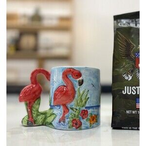 Beachcombers MugFLAMINGO 3D  2004 Mobile, AL Souvenir Ceramic Coffee Cup 14 oz.